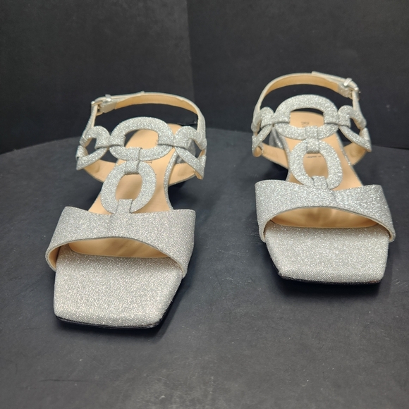 Ron White Dress Sandals 7 Silver Glitter Beverly Wedding Made Italy New $495 - Picture 9 of 15